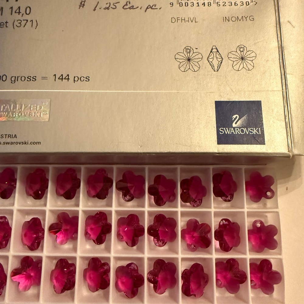 Swarovski magenta crystals